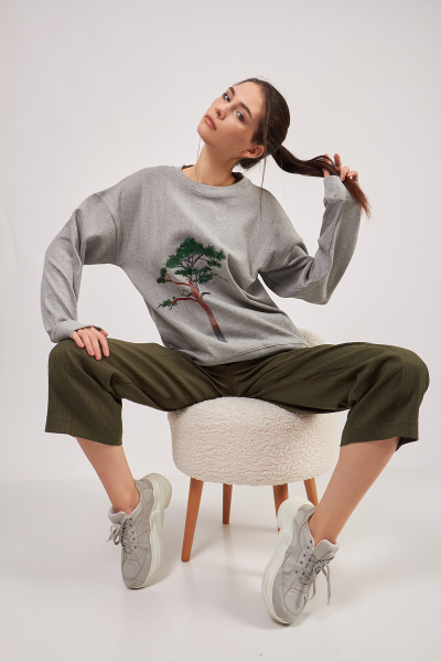 Ağaç Nakışlı Grimelanj Kadın Sweatshirt
