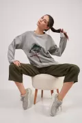 Ağaç Nakışlı Grimelanj Kadın Sweatshirt