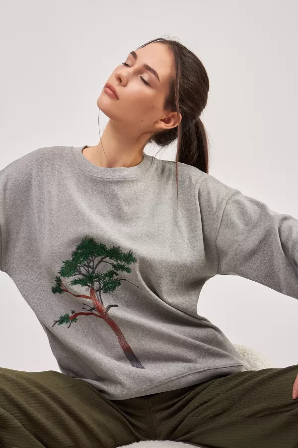 Ağaç Nakışlı Grimelanj Kadın Sweatshirt