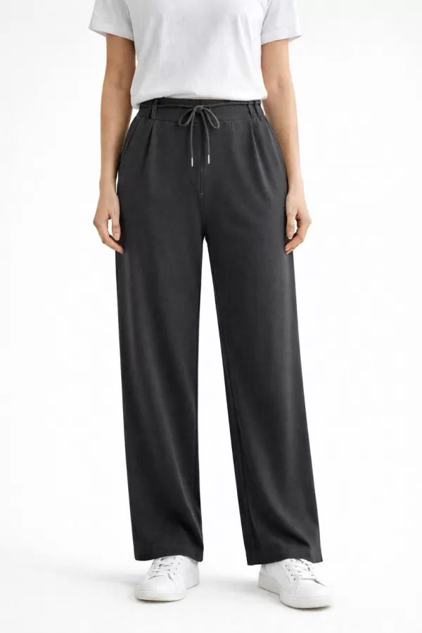 Antrasit Full Likralı Modal Kumaş Kadın Palazzo Pantolon