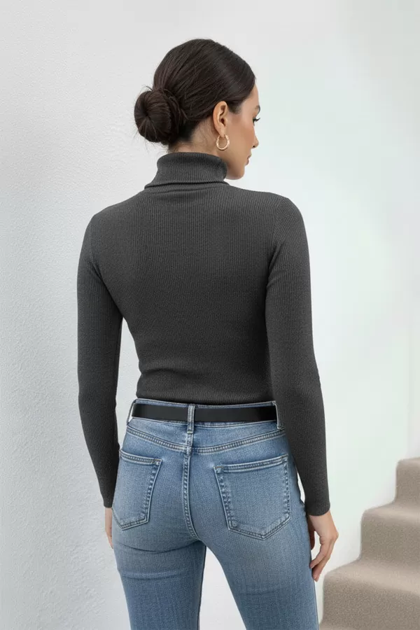 Antrasit Kaşkorse Balıkçı Yaka Bluz