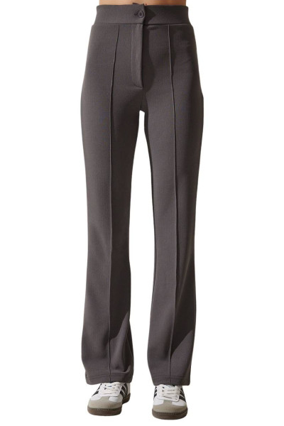 Antrasit Likralı Toparlayıcı Yüksek Bel Çimalı Kadın Pantolon