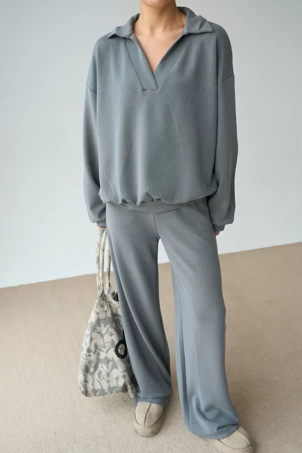 Antrasit Modal Kumaş Kadın İkili Takım