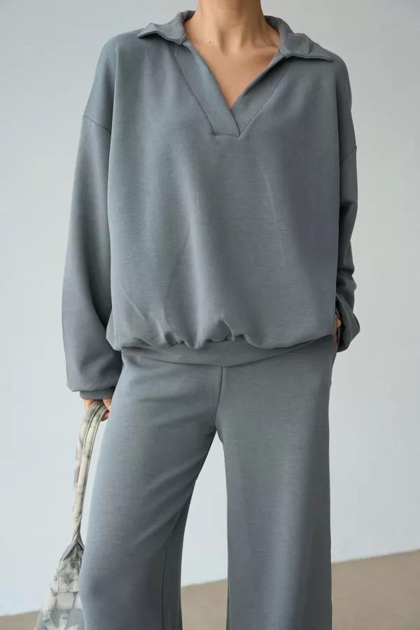 Antrasit Modal Kumaş Kadın İkili Takım