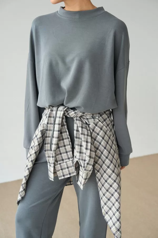 Antrasit Modal Kumaş Kadın İkili Takım