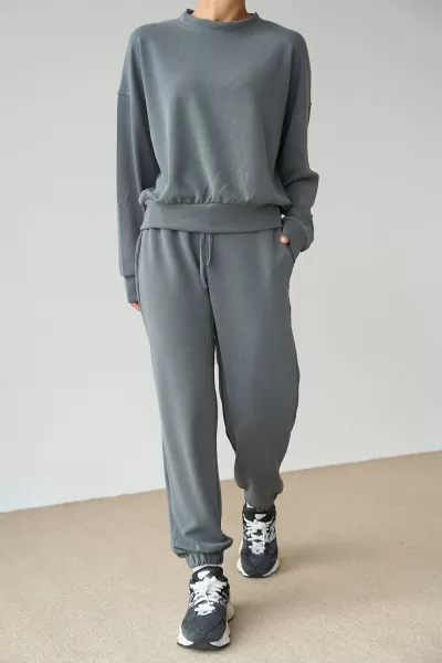 Antrasit Modal Kumaş Kadın İkili Takım