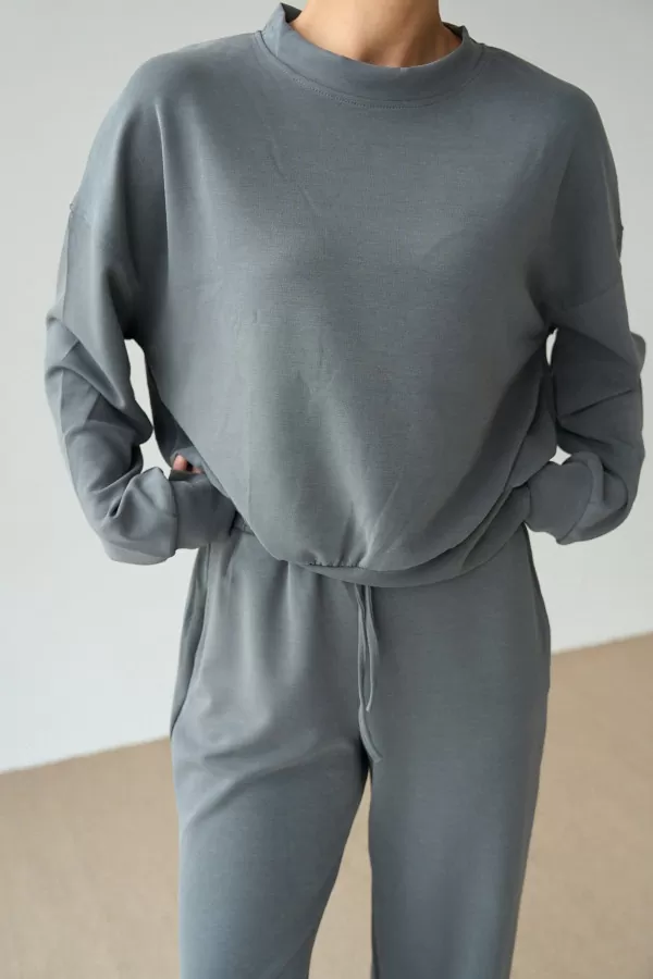 Antrasit Modal Kumaş Kadın İkili Takım