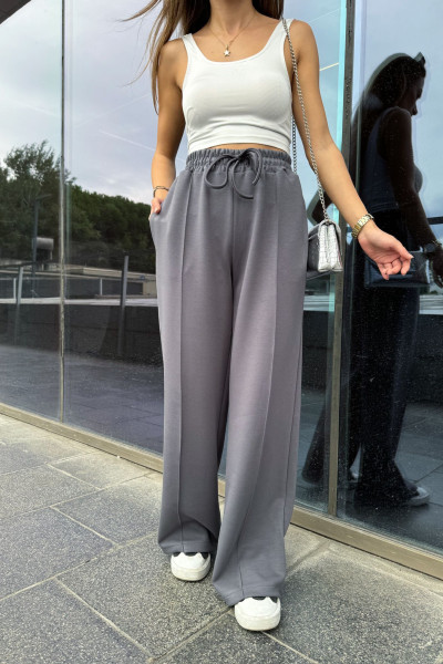 Antrasit Modal Kumaş Kadın Palazzo Pantolon