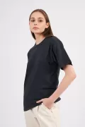 Antrasit Pamuklu Basic Kadın T-Shirt