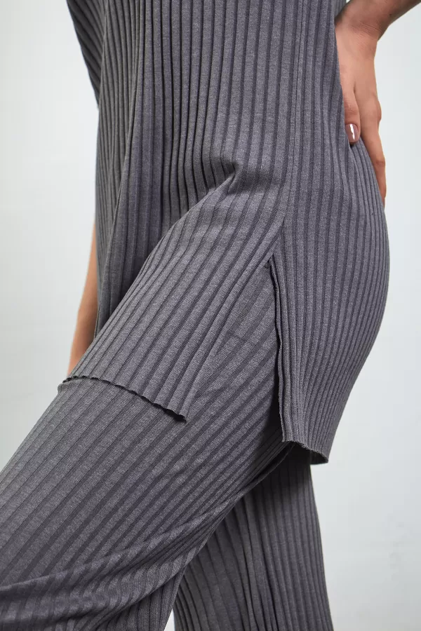 Antrasit Pamuklu Pantolon Tunik İkili Takım