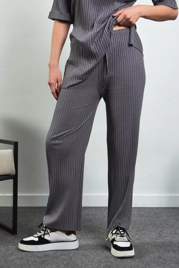 Antrasit Pamuklu Pantolon Tunik İkili Takım