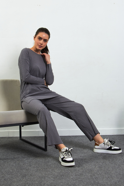 Antrasit Pamuklu Pantolon Tunik İkili Takım