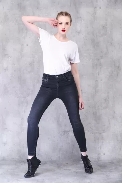 Antrasit Slim Fit Kadın Jeans