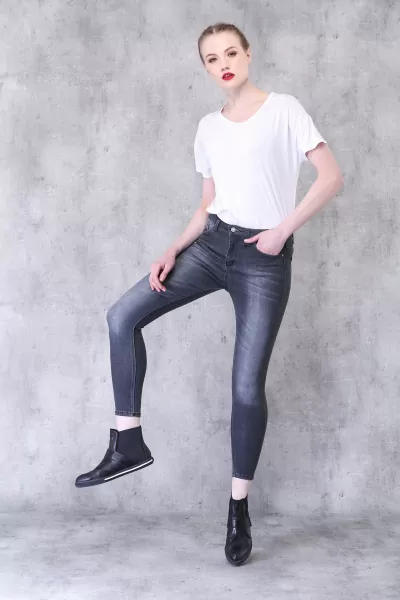 Antrasit Slim Fit Yüksek Bel Kadın Jeans