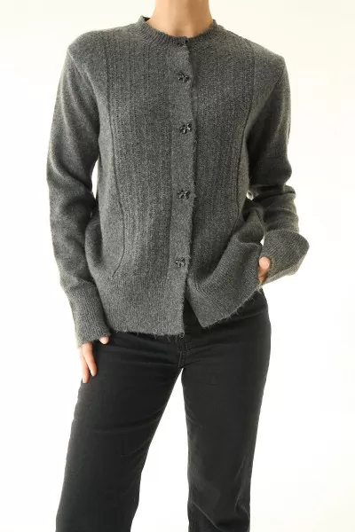 Antrasit Yünlü Triko Kadın Hırka