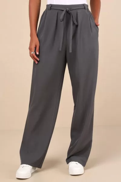 Bağcıklı Gri Kadın Palazzo Pantolon