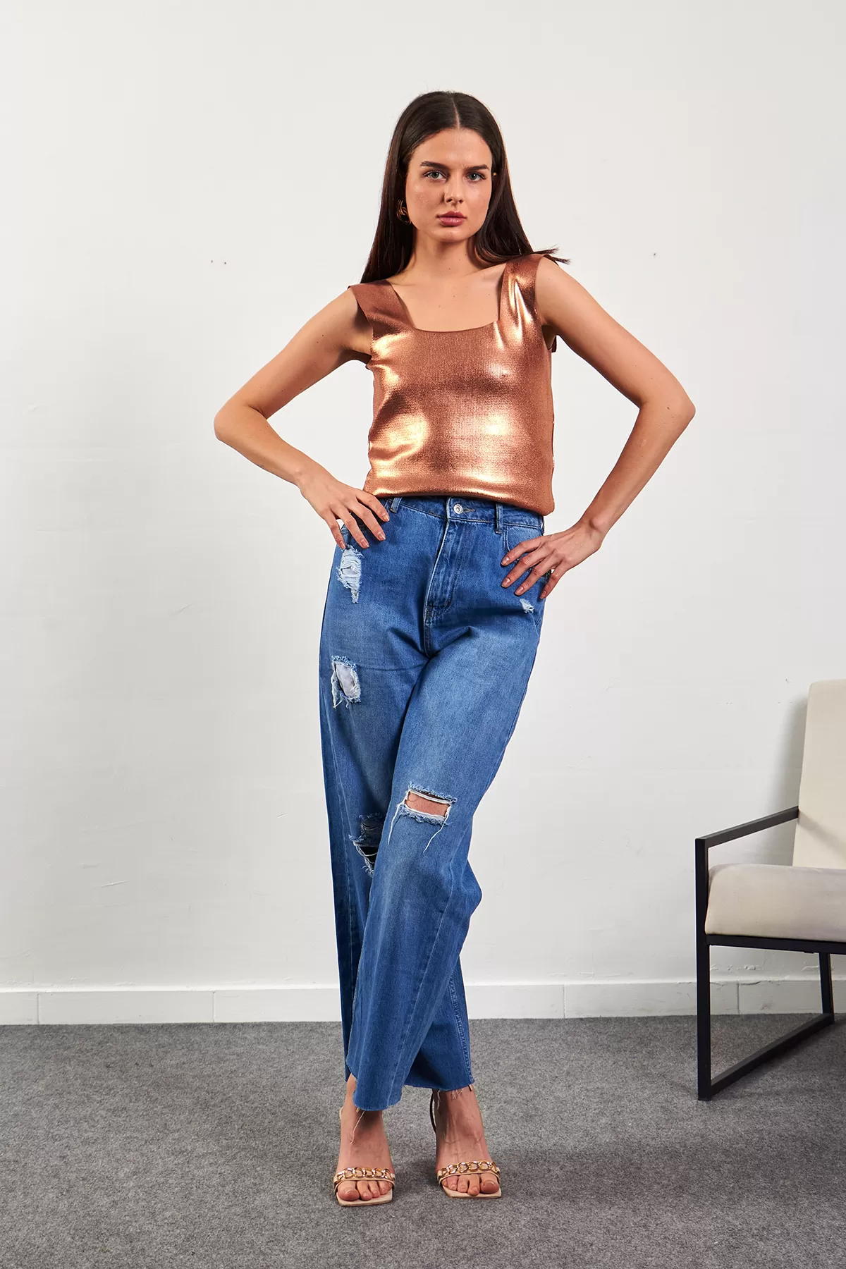 Bakır Varaklı Fitilli Kadın Atlet