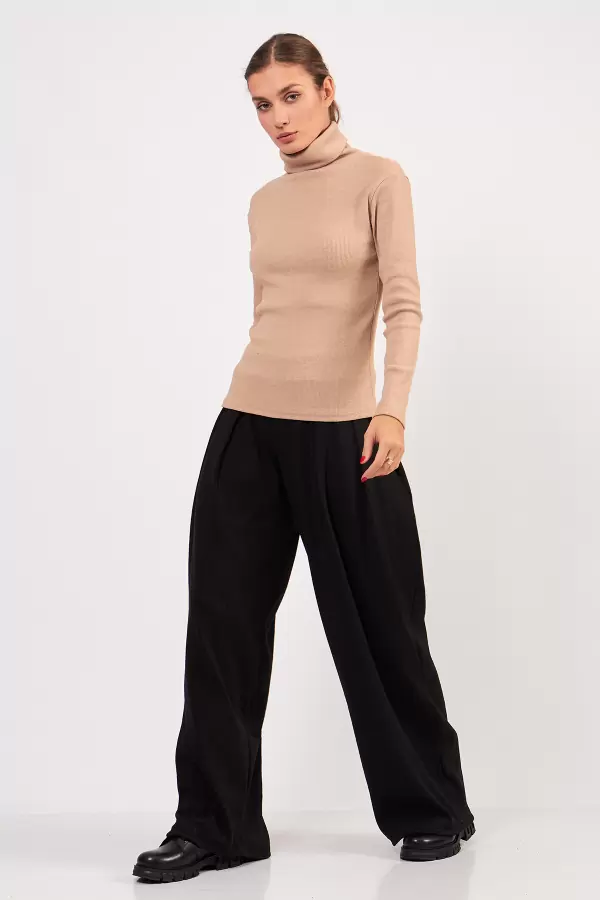 Balıkçı Yaka Bej Kadın Body