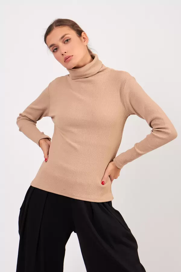 Balıkçı Yaka Bej Kadın Body