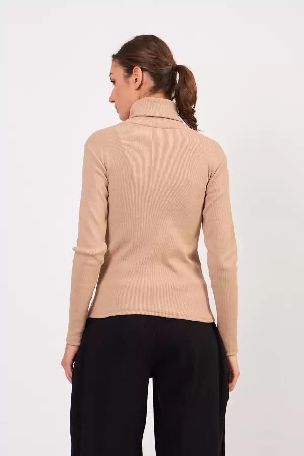 Balıkçı Yaka Bej Kadın Body