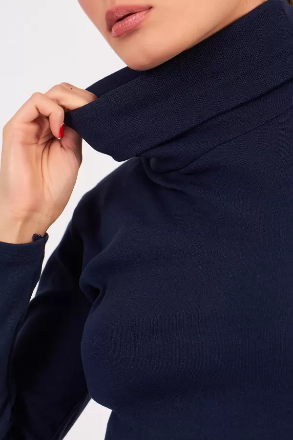 Balıkçı Yaka Lacivert Kadın Body