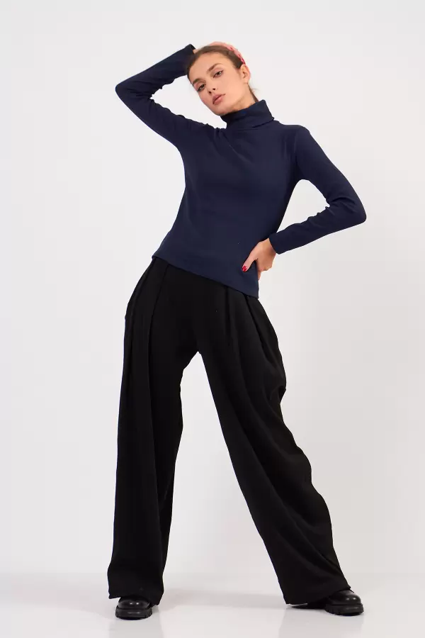 Balıkçı Yaka Lacivert Kadın Body