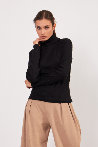 Balıkçı Yaka Siyah Kadın Body