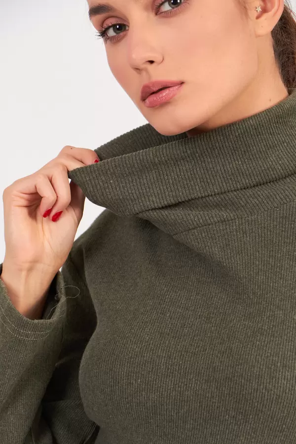 Balıkçı Yaka Yeşil Kadın Body