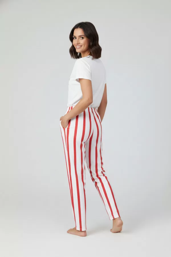 Baskılı Çizgili Pamuklu Kadın Alt Üst Takım