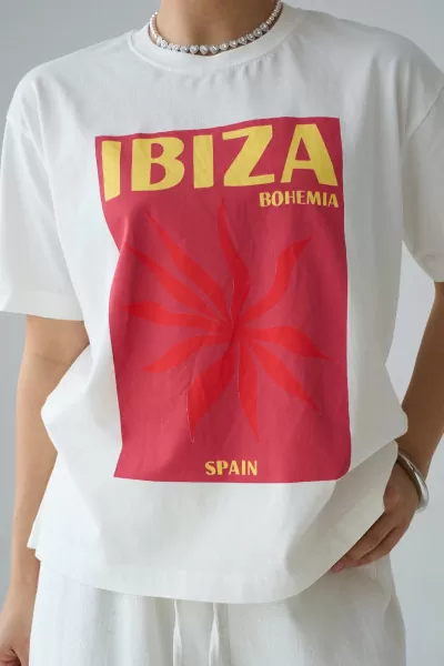 Baskılı Ekru Pamuklu Kadın Tişört