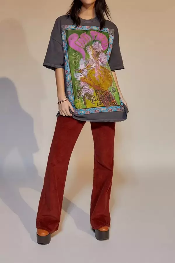 Baskılı Antrasit Kadın Tişört