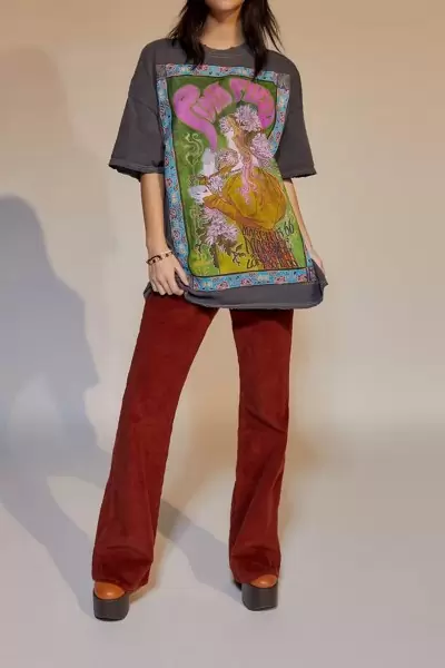 Baskılı Antrasit Kadın Tişört