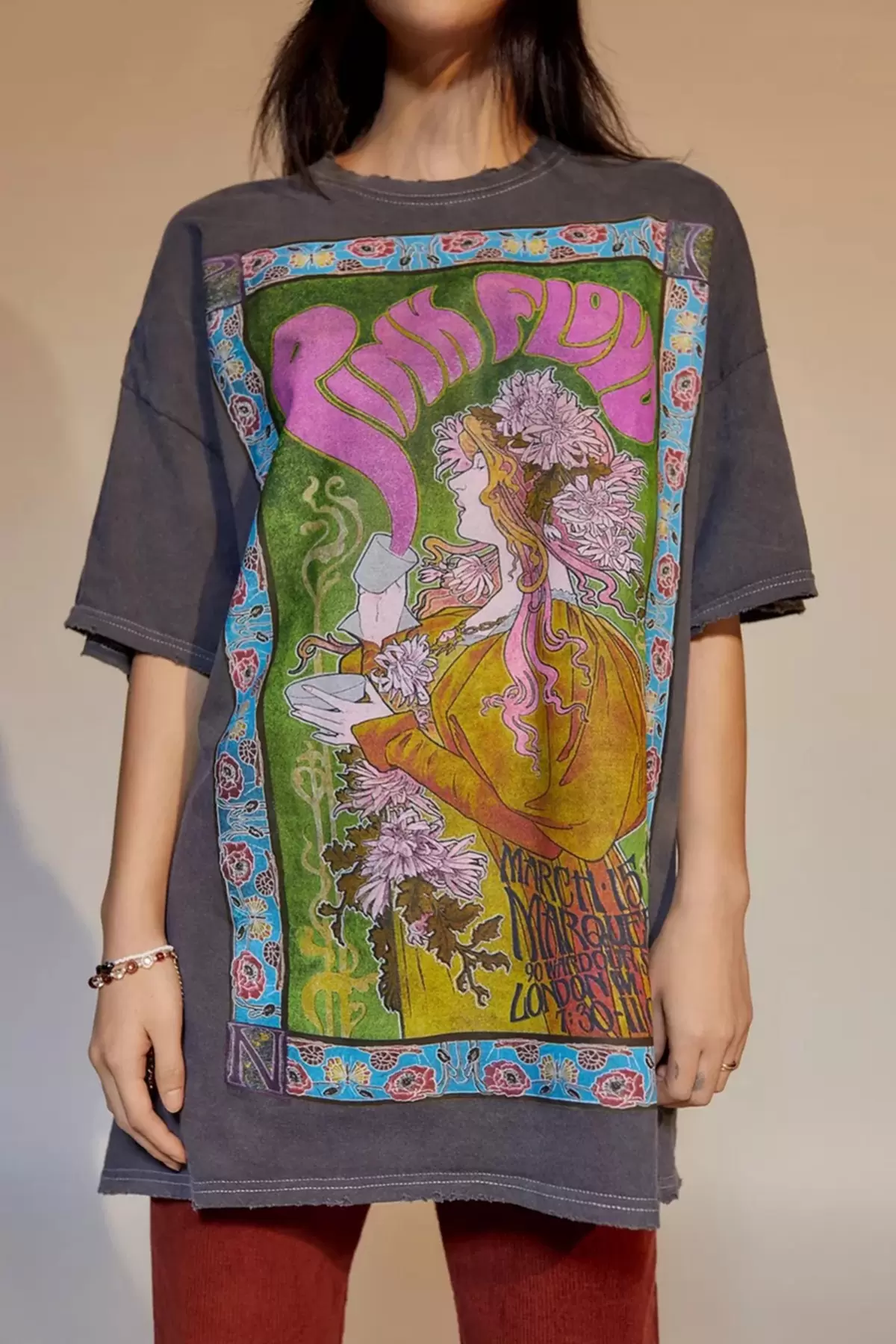 Baskılı Antrasit Kadın Tişört