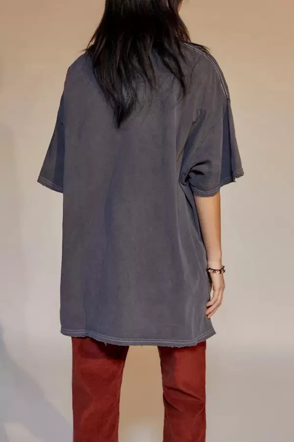 Baskılı Antrasit Kadın Tişört