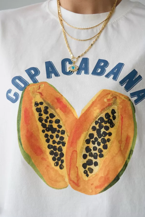 Baskılı Krem Pamuklu Kadın Tişört