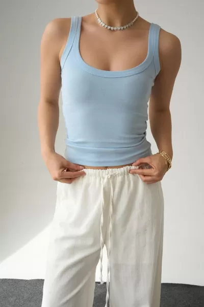 Bebe Mavi Pamuklu Kadın Atlet