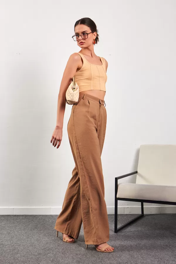 Bej Crop Top Kadın Atlet