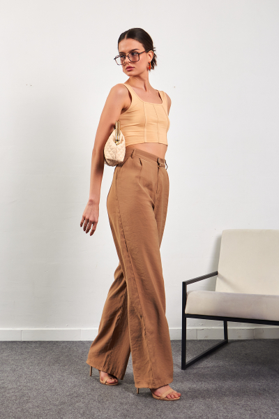 Bej Crop Top Kadın Atlet