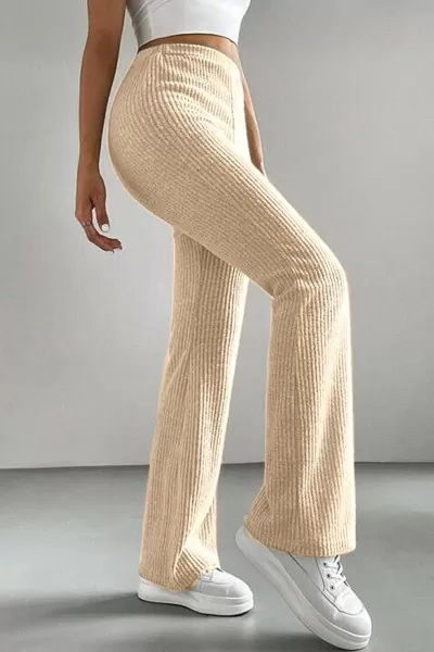 Bej Geniş Paça Kadın Pantolon