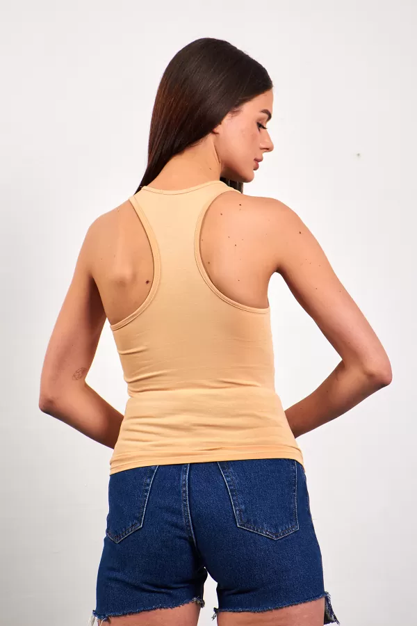 Asimetrik Pencere Detaylı Bej Kadın Atlet