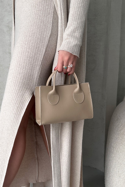 Bej Suni Deri Kadın Omuz Çantası