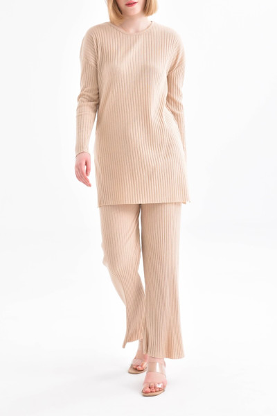 Bej Tunik Pantolon İkili Takım