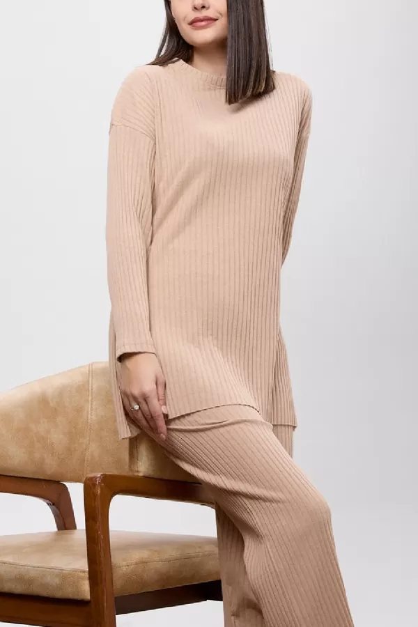 Bej Tunik Pantolon İkili Takım