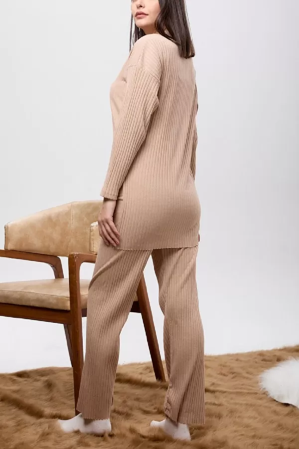 Bej Tunik Pantolon İkili Takım