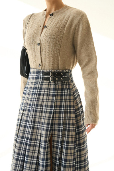 Bej Yünlü Triko Kadın Hırka