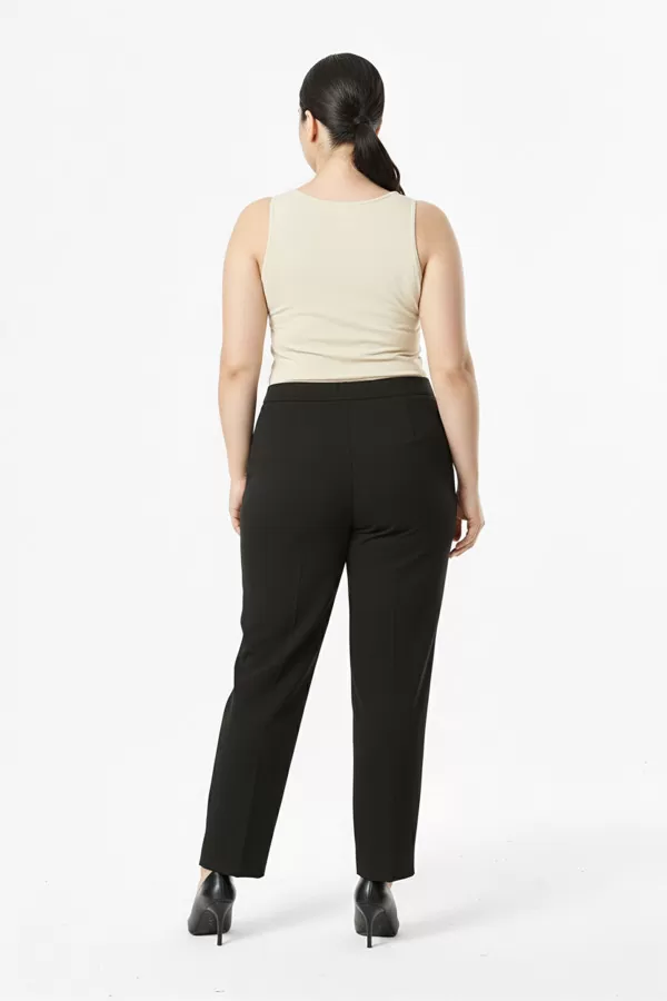 Beli Lastikli Siyah Duble Krep Büyük Beden Kadın Pantolon