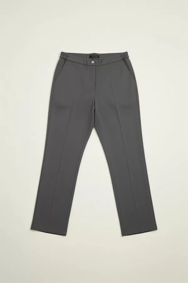 Beli Yandan Lastikli Antrasit Duble Krep Büyük Beden Kadın Pantolon