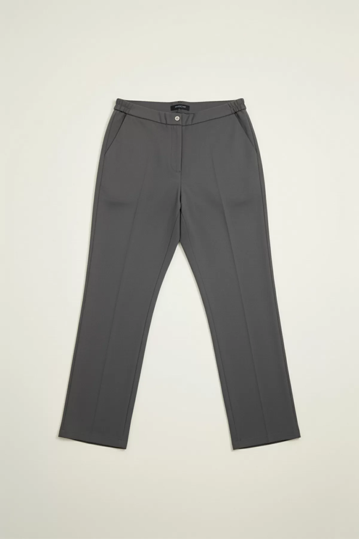 Beli Yandan Lastikli Antrasit Duble Krep Büyük Beden Kadın Pantolon