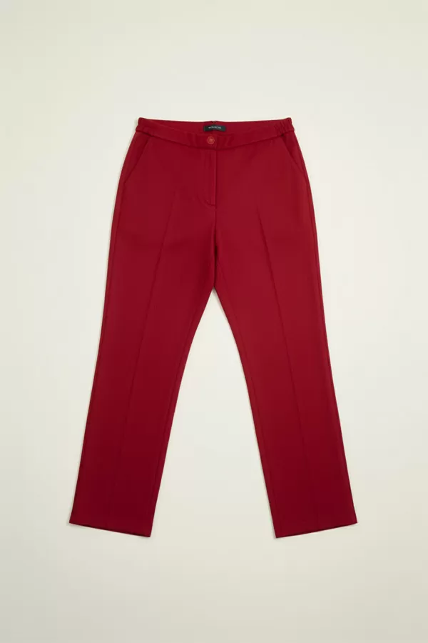 Beli Yandan Lastikli Kırmızı Duble Krep Büyük Beden Kadın Pantolon