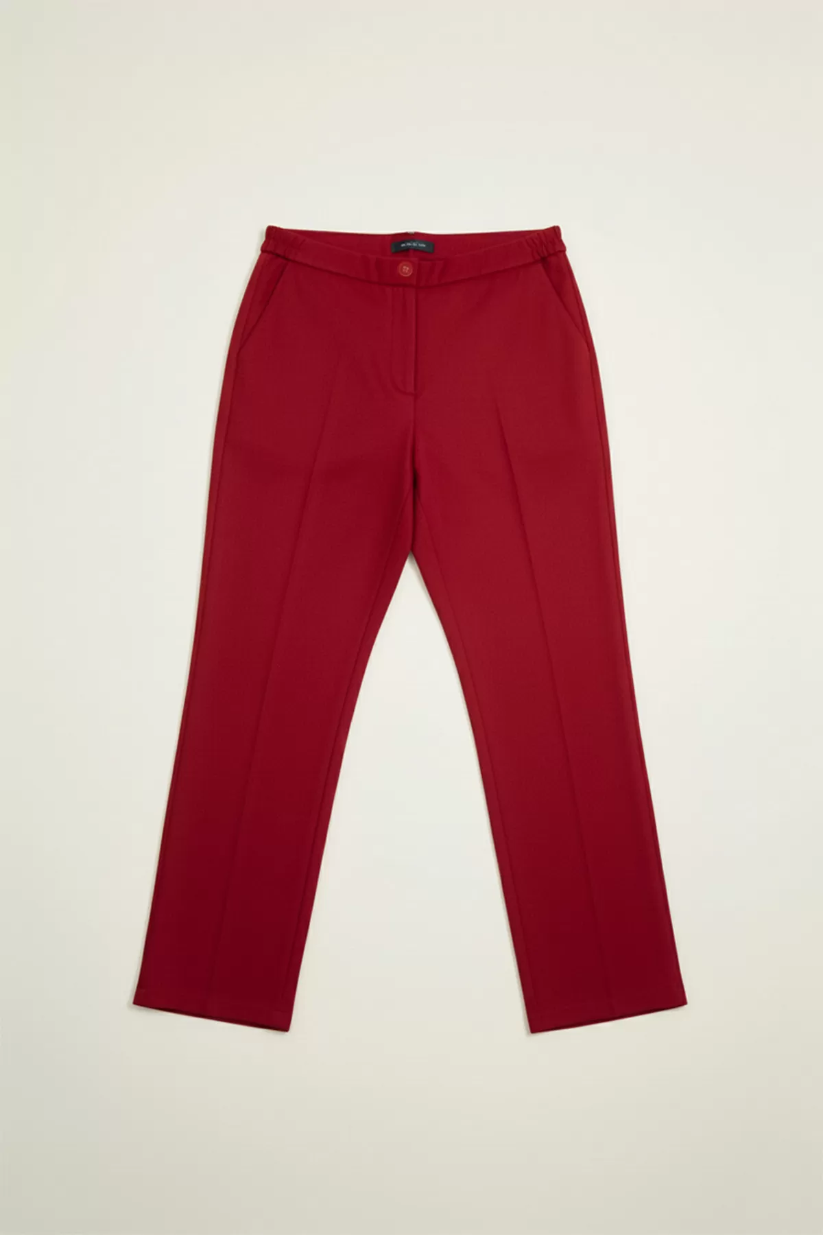 Beli Yandan Lastikli Kırmızı Duble Krep Büyük Beden Kadın Pantolon